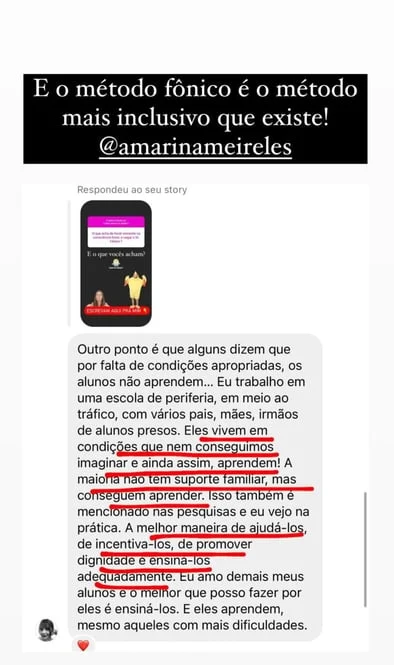 Depoimento real de aluna 1